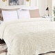 preview thumbnail 66 of 95, Superior Arctic Boho Jacquard Plush Fluffy Fleece Blanket Full/Queen - Ivory