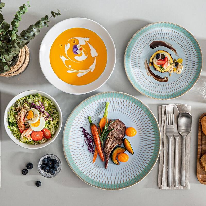 vancasso Embossed Stoneware 16-Piece Dinnerware Set, Service for 4