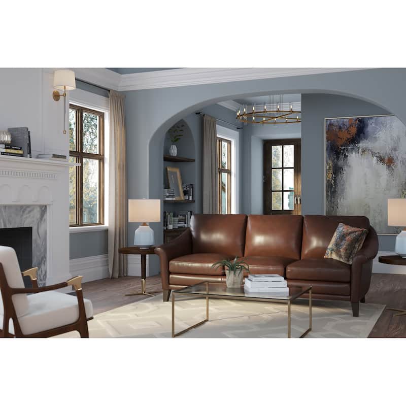 Sienna 100% Genuine Leather Midcentury Modern Ottoman