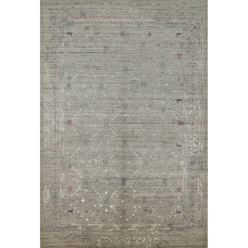 Tribal Gabbeh Indian Area Rug Handmade Wool Carpet - 5'6" x 7'7"