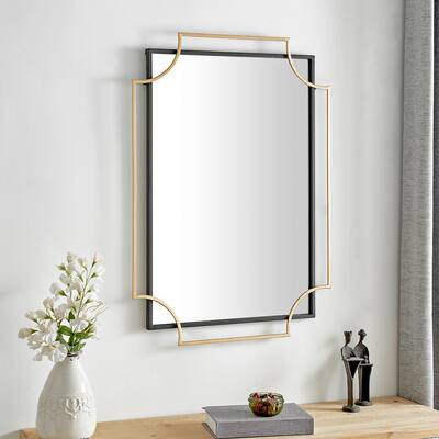 FirsTime & Co. Black and Gold Tindall Rectangular Modern Mirror, Metal Frame