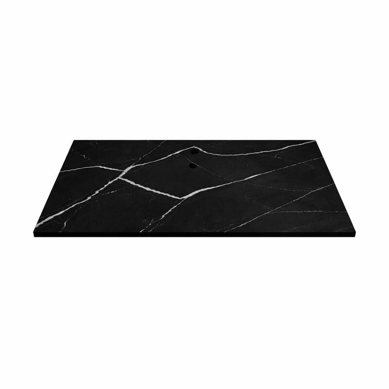 Thin Modern White and Black Solid Surface Vanity Countertop - Sizes 24", 30", 36", 48", 60", 72", 84"