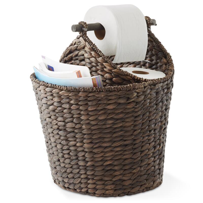 Toilet Paper Roll Holder Magazine Storage Basket Wicker Bathroom