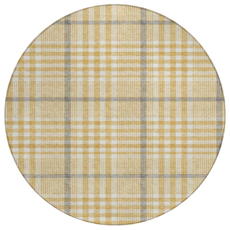 Machine Washable Indoor/ Outdoor Plaid Chantille Rug