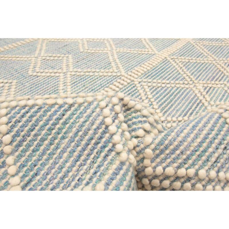 ECARPETGALLERY Braid weave Sienna Blue Wool Rug - 5'3 x 7'5