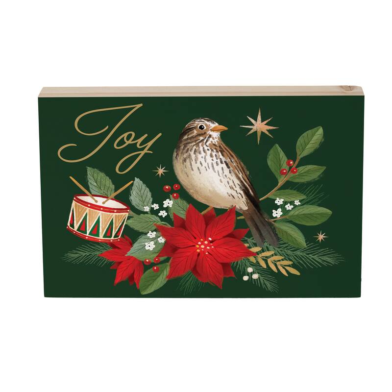 Joy Sign Wood Block - 12"L x 8"H - Multicolor