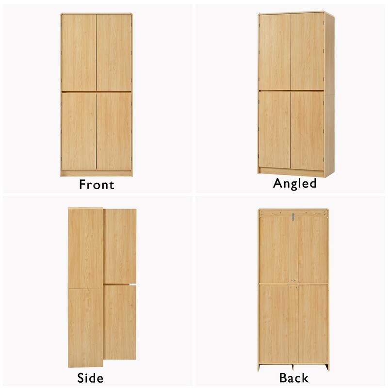 Farmhouse Kitchen Pantry Cabinet Storage Cupboard with 8 Door Shelves, 3 Adjustable Interior Shelves, Hidden Drawer