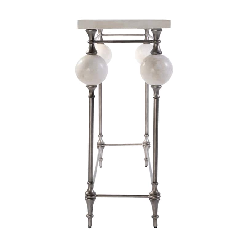 Amadeo 49 in. W Rectangular Stone and Metal Console Table