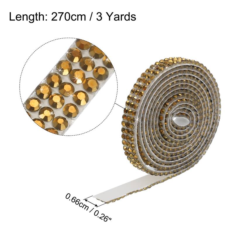 3Roll 3 Yards 8mm Diamond Ribbon White - Gold - 6.6mm