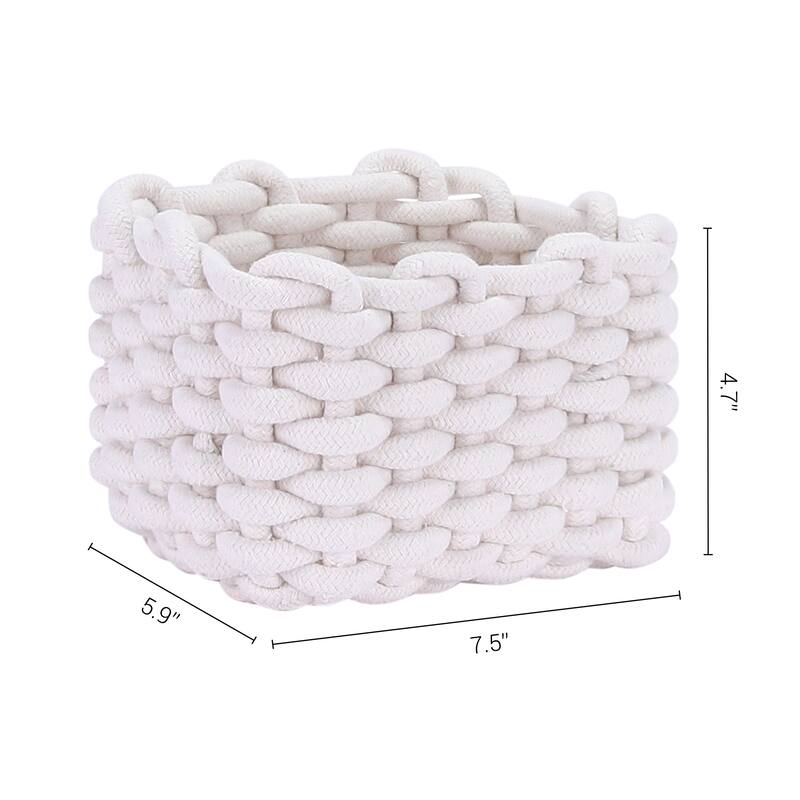 Woven Storage Basket Bin, Shelf Closet with Handles for Key Tray Bowl for Entryway Desk, Catchall Home Decor - 7.5*6*5in