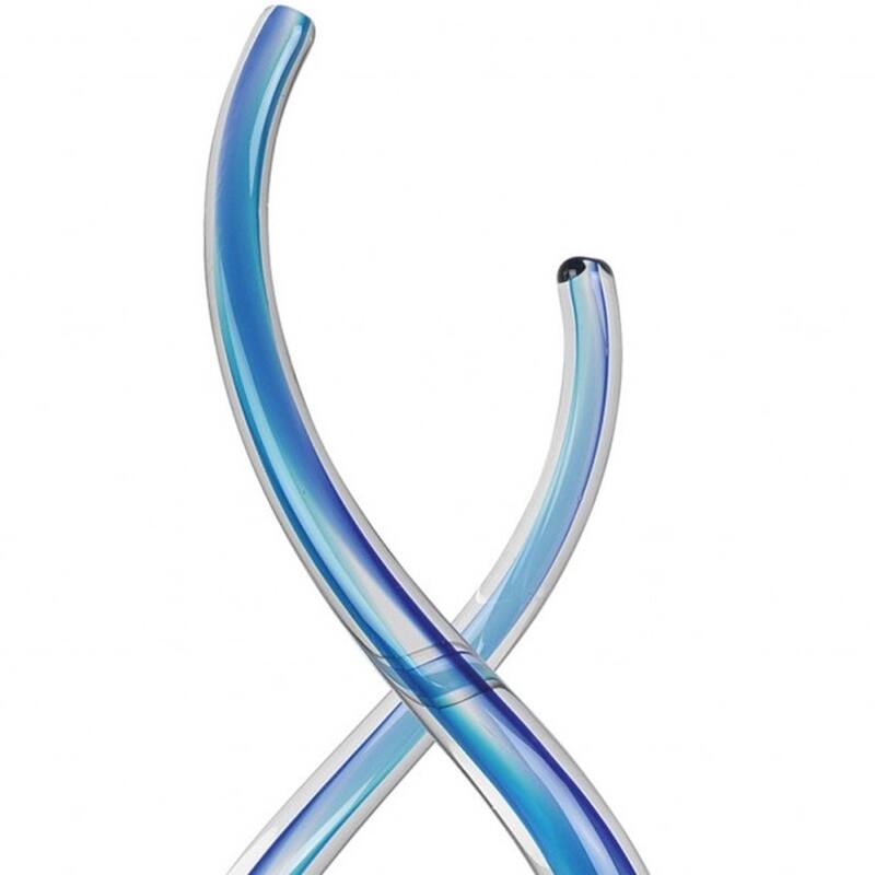 HomeRoots 11" Clear and Blue Murano Glass Modern Abstract Tabletop Sculpture - 3.5' X '10.5' X '2.5
