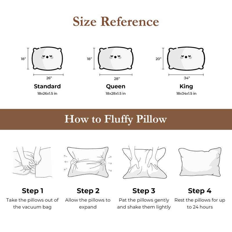 Set of 2 100% Organic Cotton Down Feather Pillow-in-a-pillow Design Bed Pillow