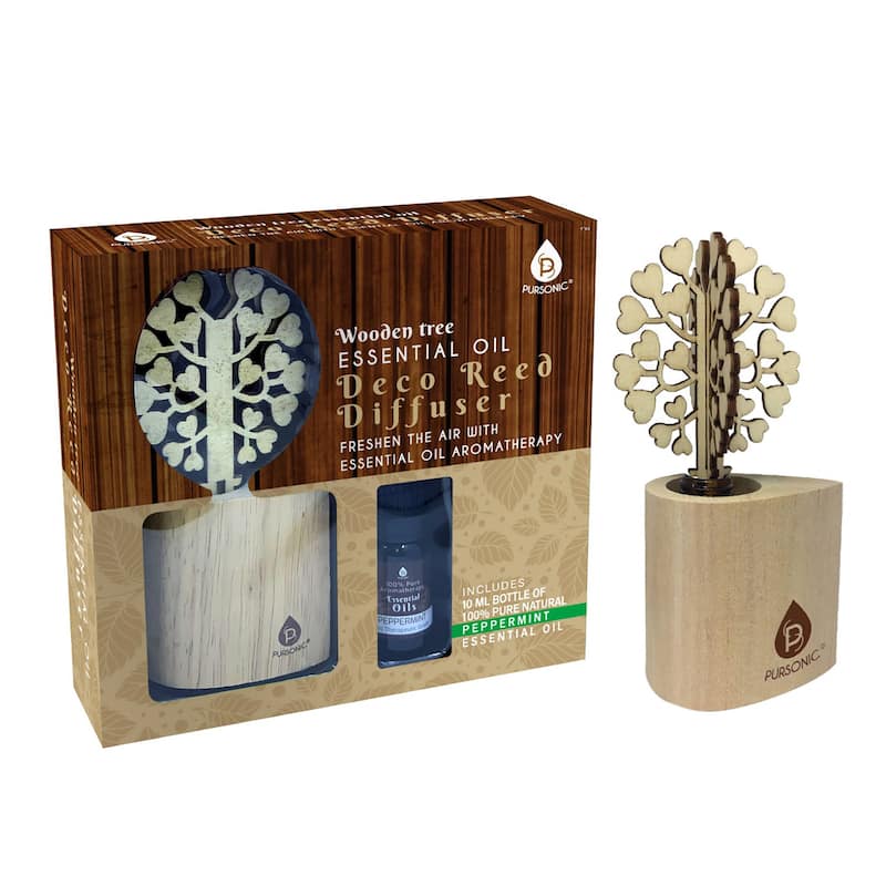 Pursonic 3D Tree Reed Diffuser with 100% Pure Peppermint Essential Oil - N/A