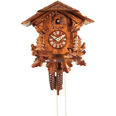 10.5" Brown Orange White Engstler Full Size Weight Driven Cuckoo Clock