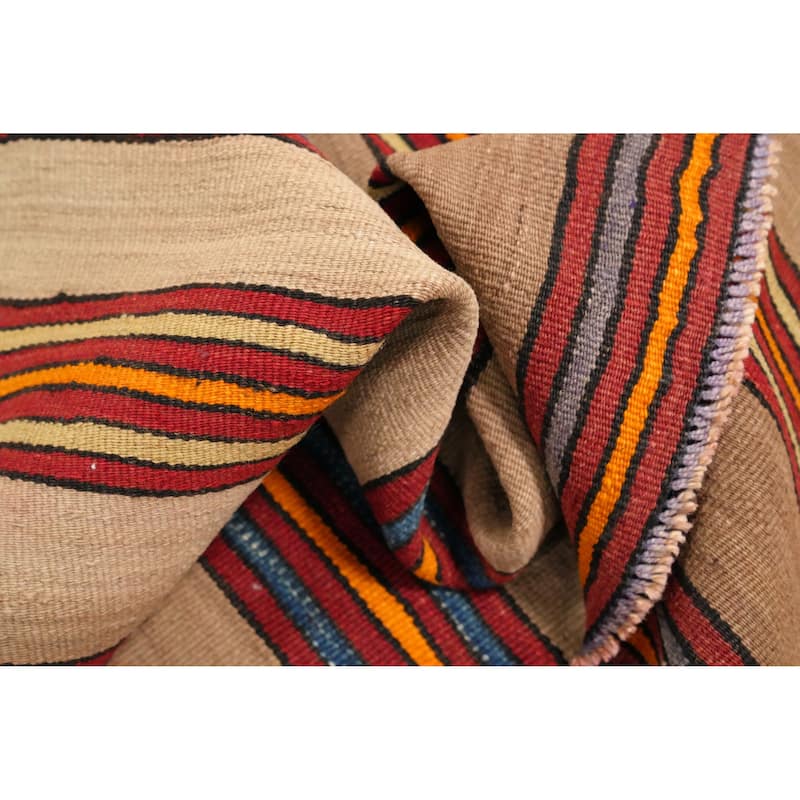 Hand Woven Oriental 100% Wool Carpet Southwestern Geometric Multi-Colored Kilim Area Rug - 8' 1'' X 4' 10''