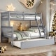 preview thumbnail 13 of 34, Twin/Full Size Bunk Beds with Trundle, Convertible Ladder and Guardrail Grey