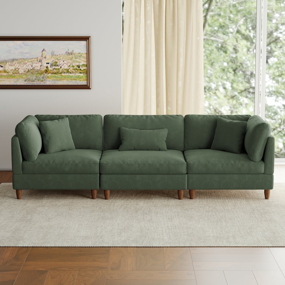 Jannae 112.12'' Upholstered Corduroy Sofa
