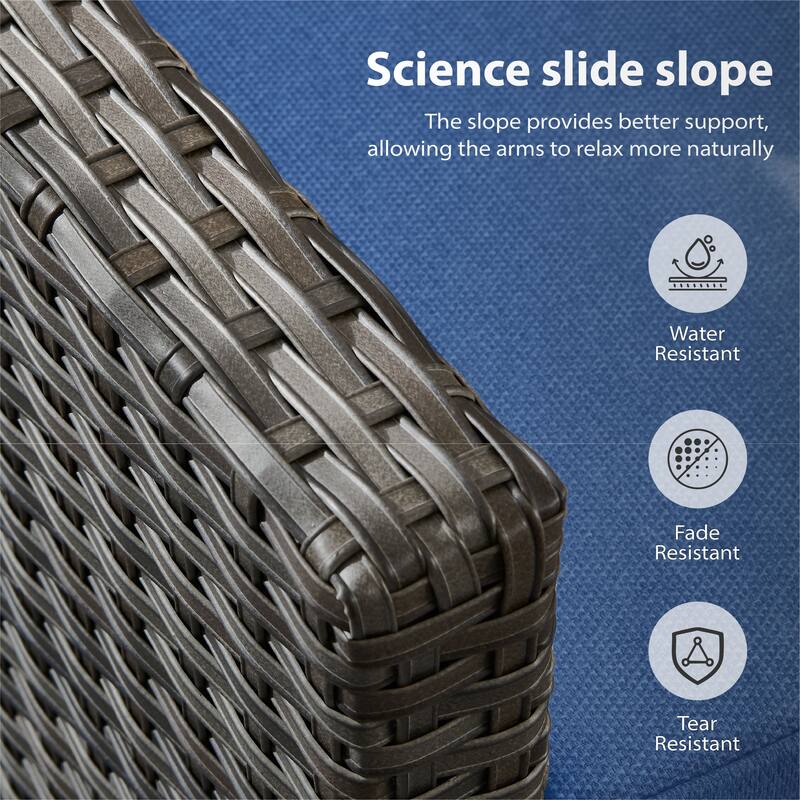 Meyreso Gray Wicker 3-Seat Patio Sofa with 4-Inch Thick Cushions