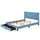 preview thumbnail 13 of 17, Queen Size Upholstered Platform Bed, with Button Tufted Upholstered Headboard and 2 Drawers,