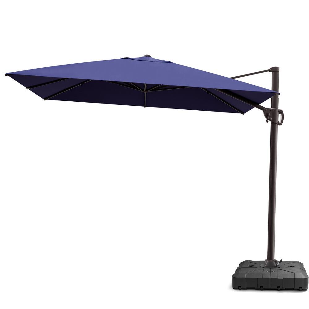 Outdoor 9 x 11 Ft Cantilever Patio Aluminum Umbrella 360 Degree Rotation with HDPE Base