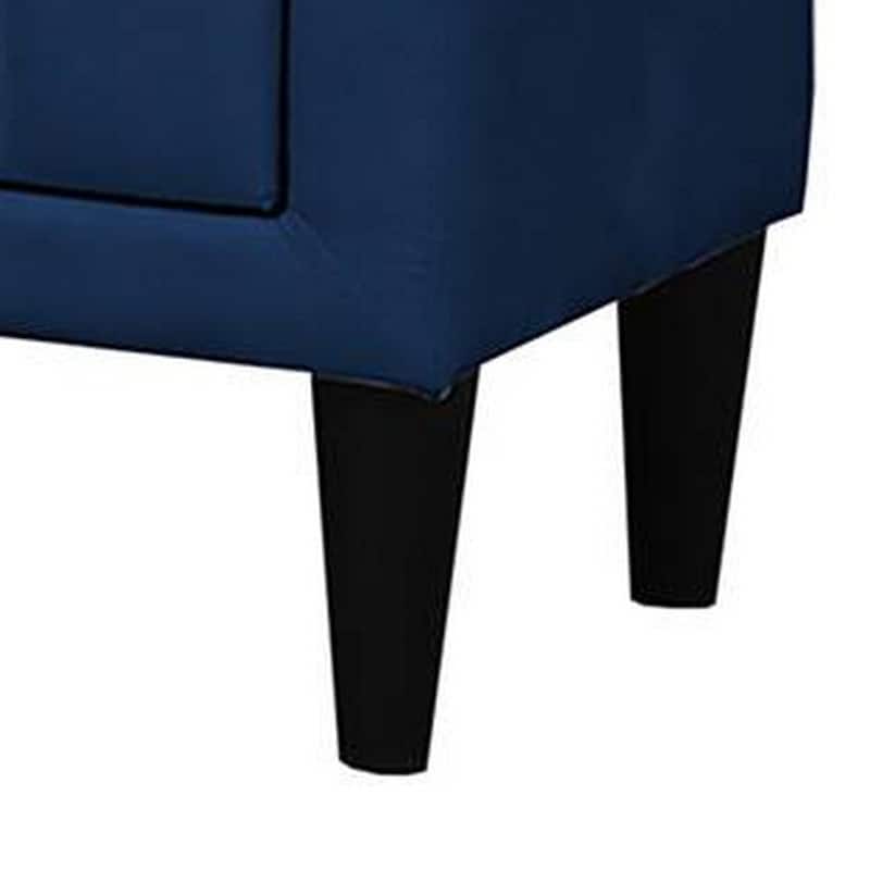 Navy Blue/Black 2 Drawer 20.5 in. W Nightstand with Soft Velvet Upholstery