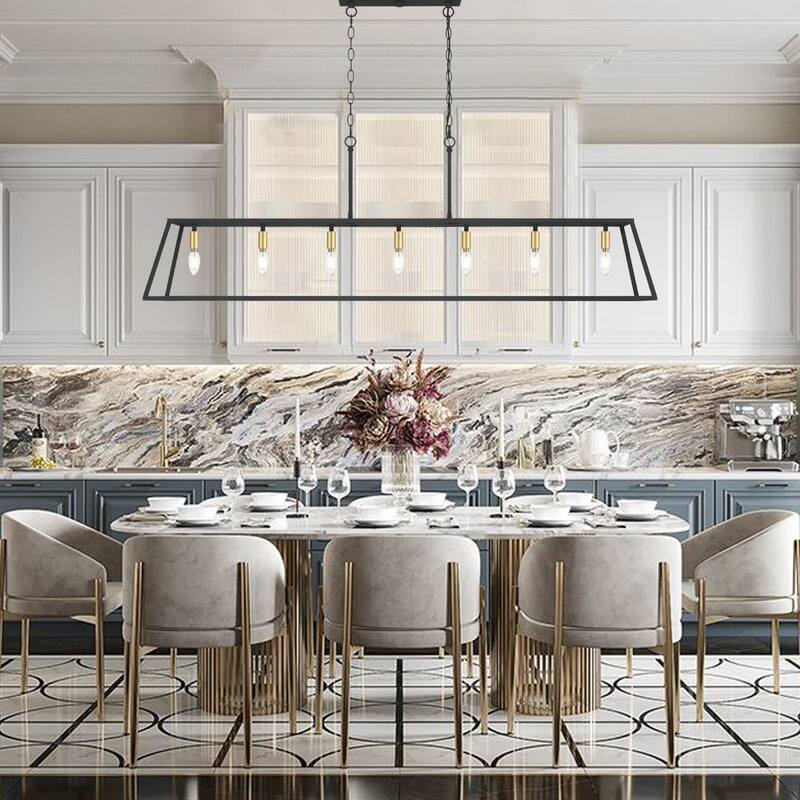 Acroma 7-Light 55 In Linear Modern Farmhouse Kitchen Chandelier-UL