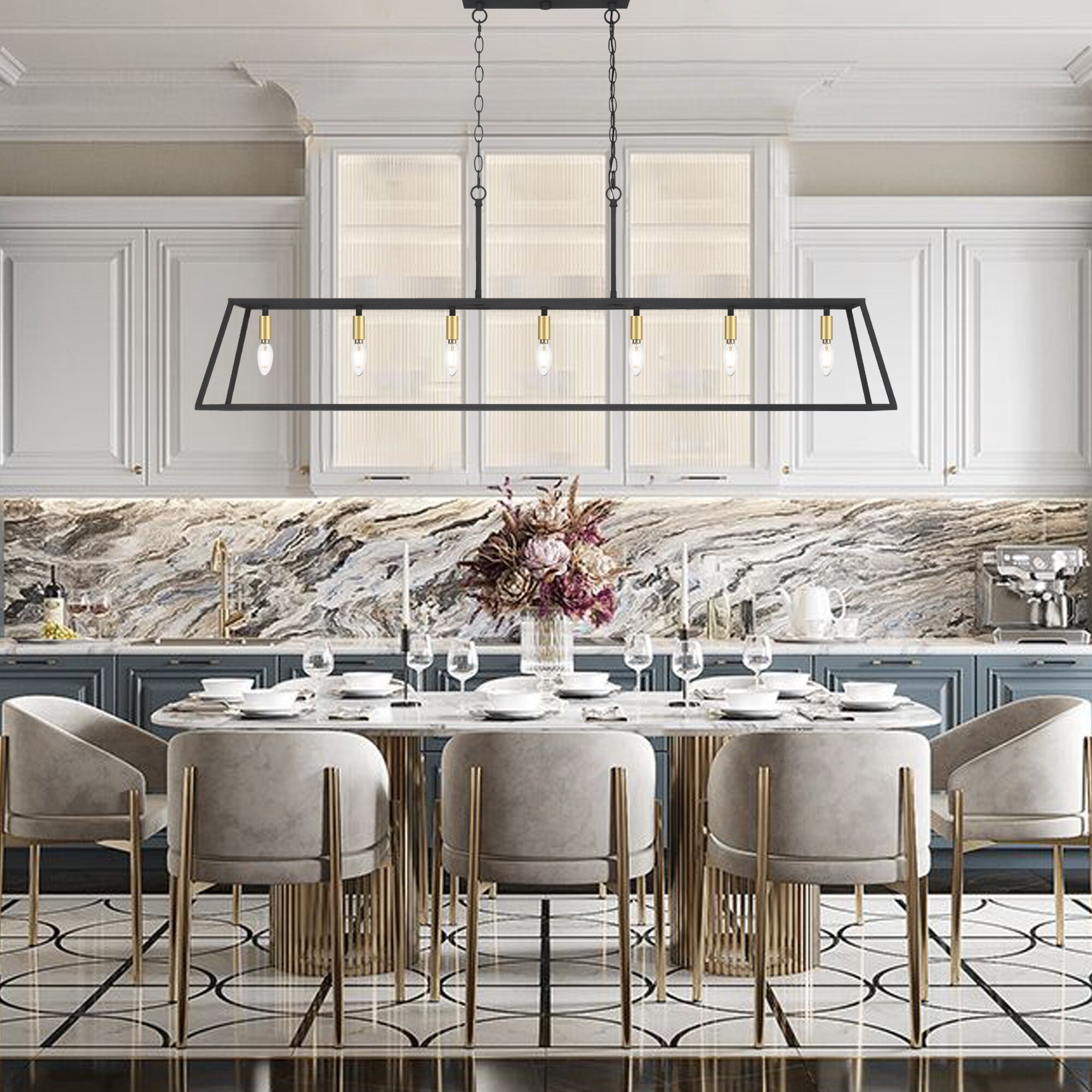 7 light Large Modern Farmhouse Kitchen Island Lighting 55 On
