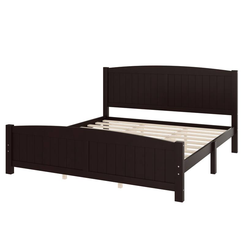 King/Queen/Full Size Platform Bed, Solid Wood Bed Frame with Support Slats, No Box Spring Needed, Sturdy Structure