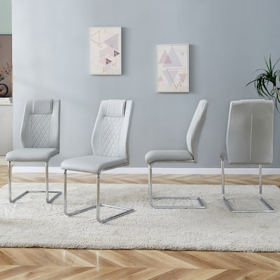Modern 8 Piece PU Fabric Dining Chair Set with Cushions and Metal Legs for Kitchen Living Room Bedroom Dining Room