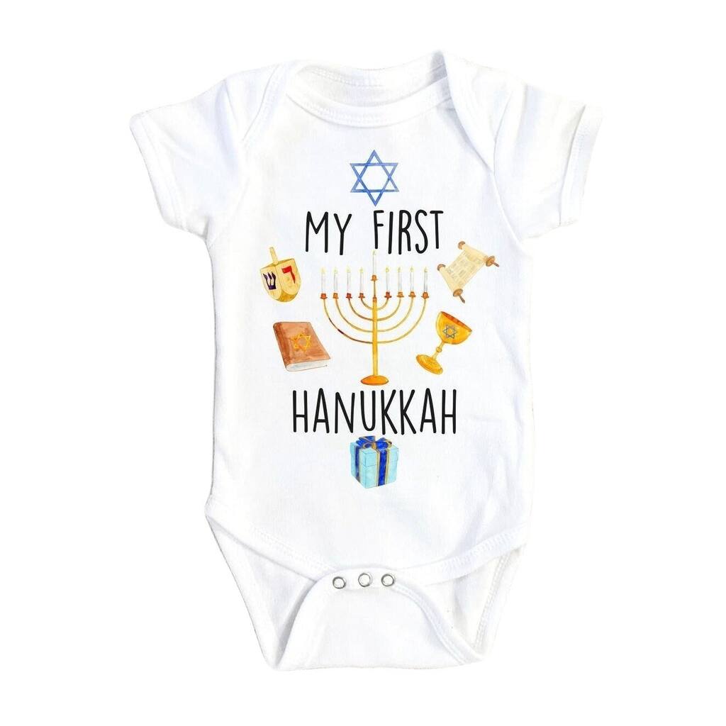 First Hannukah - Baby Boy Girl Clothes Infant Bodysuit Funny Cute Newborn