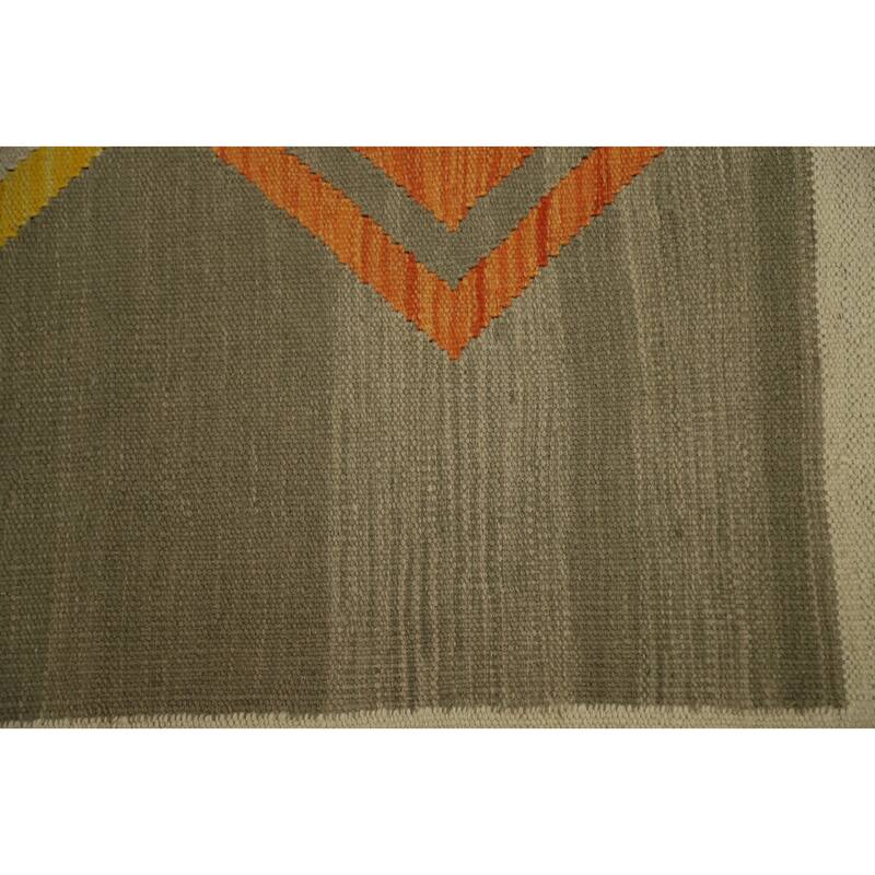 Hand Woven Oriental 100% Wool Carpet Southwestern Modern Green Kilim Area Rug - 4' 9'' X 3' 4''