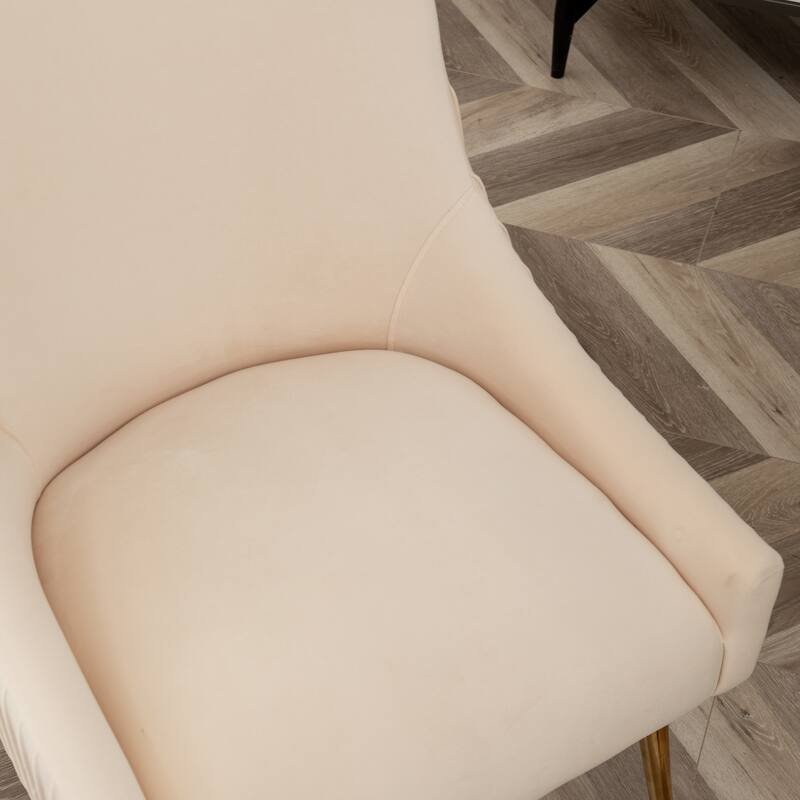 SEYNAR Modern Glam Boucle Pleated Velvet Dining Chair or Vanity Chair Set of 2 with Rear Handle