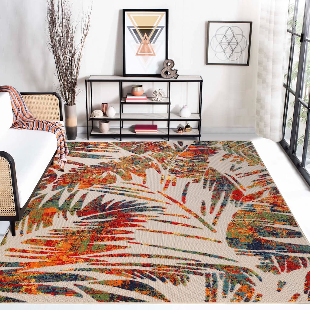 Superior Siesta Tropical Leaves Indoor/Outdoor Area Rug