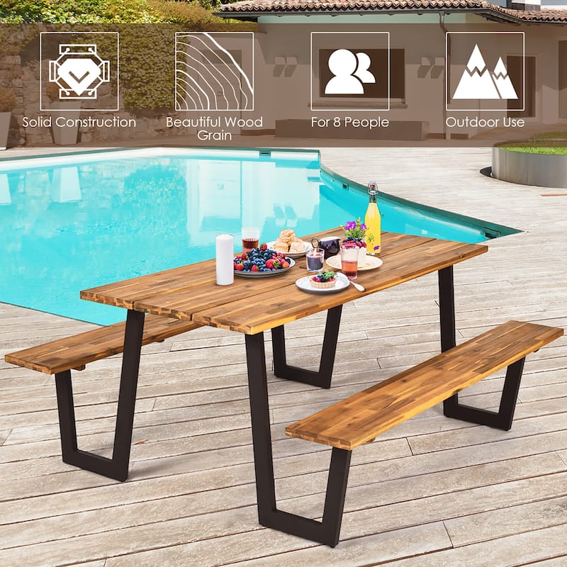 Picnic Table Bench Set 70" Outdoor Dining Table Set