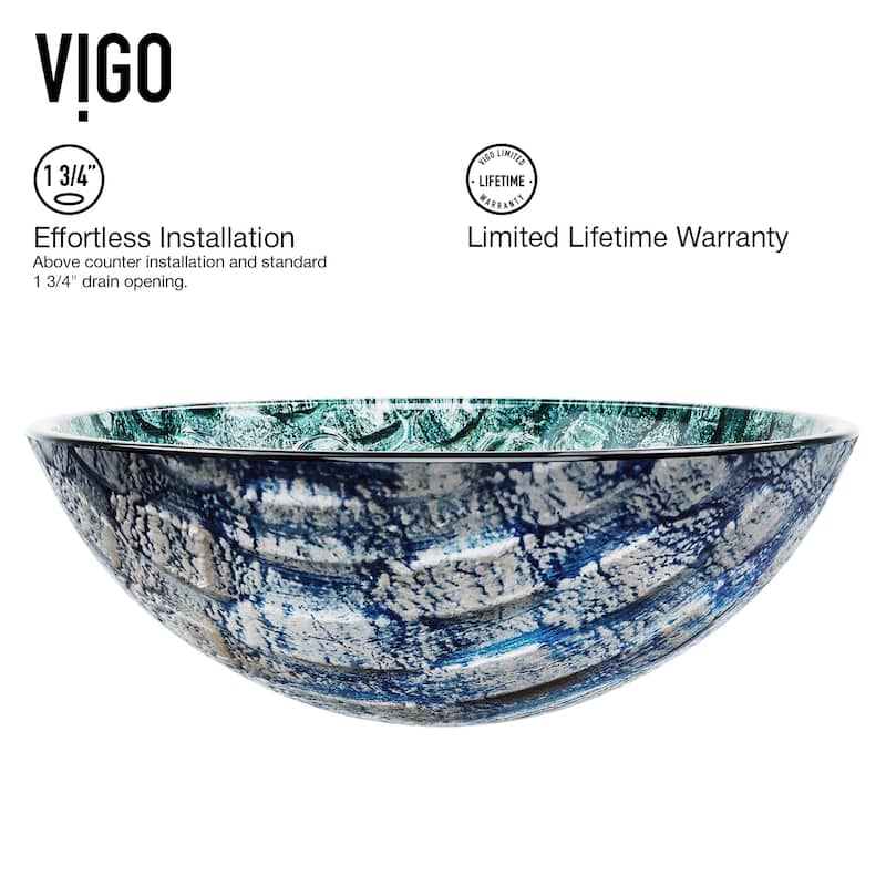 VIGO Giovanni 17"L x 17"W x 6"H Glass Round Vessel Bathroom Sink
