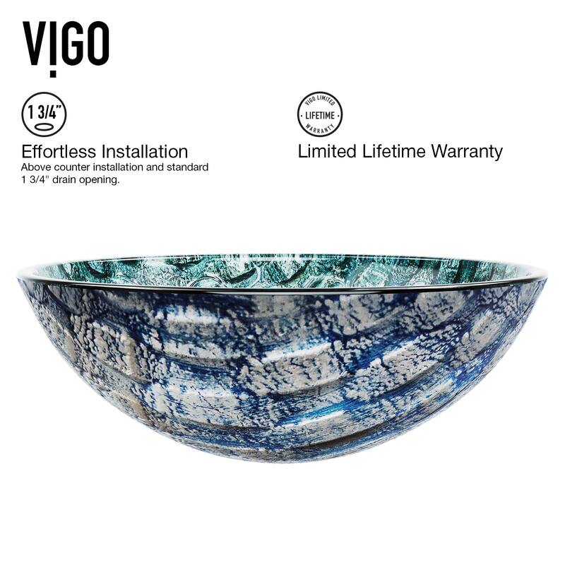 VIGO Giovanni 17"L x 17"W x 6"H Glass Round Vessel Bathroom Sink