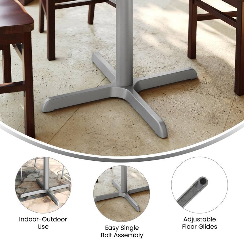 30" x 30" Restaurant Table X-Base with 3" Dia. Table Height Column - 30"D x 30"W x 28"H