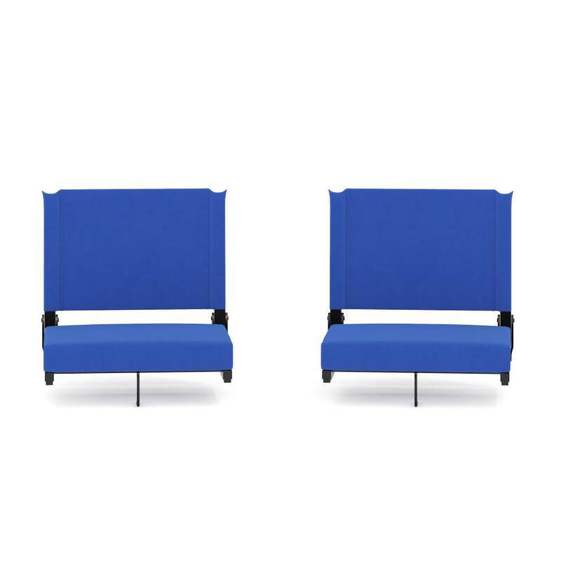 Padded Stadium Chairs with Handles and Bleacher Hooks (Set of 2) - 14"D x 18"W x 18"H - Blue