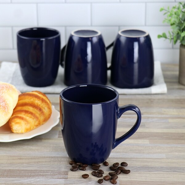 Simply Essential 4 Piece Stoneware 14.4oz Coffee Mug Set in Navy