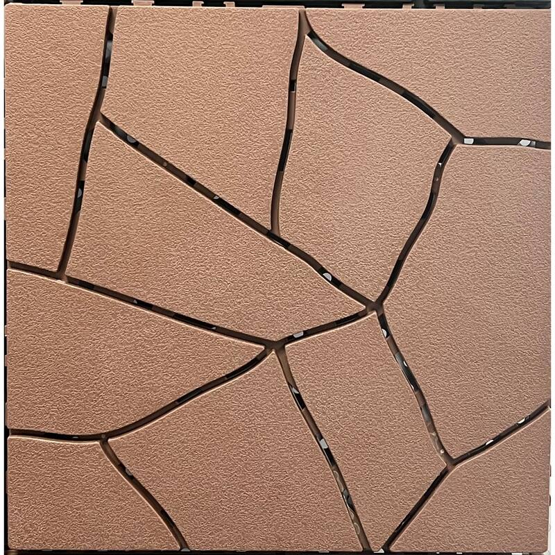 Stone Style 12" Patio Deck Tiles, DIY Module Interlocking Decking Tiles Floor Tile Outdoor and Indoor - Brown/Red