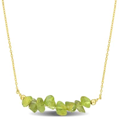 Miadora 1-2/5ct TGW Peridot Bead Necklace in Yellow Silver-17+2 in.