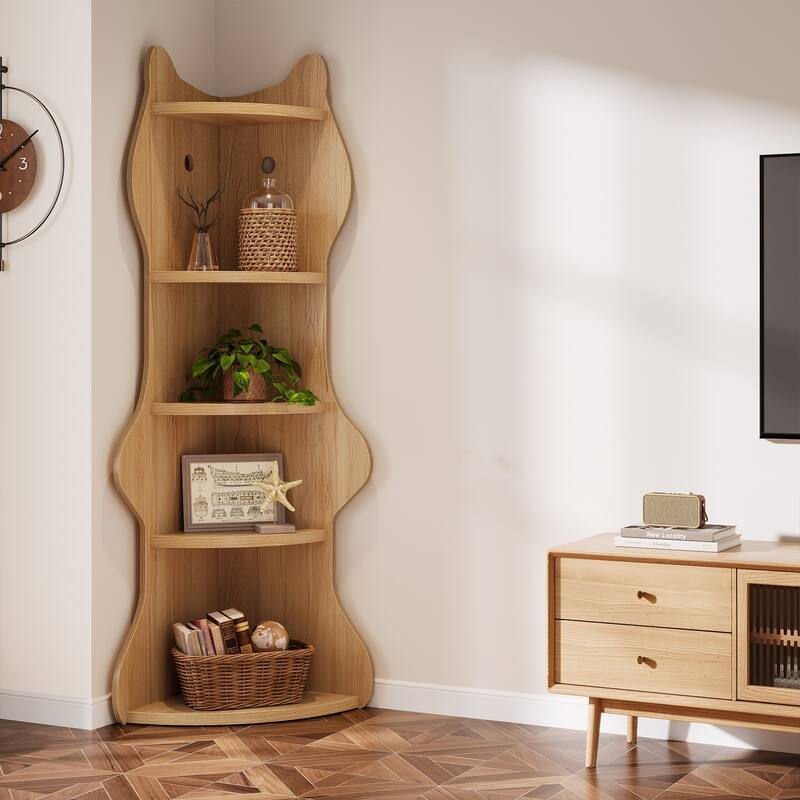 5-Tier Corner Shelf, Unique Bookcase Bookshelf for Living Room, Home Office