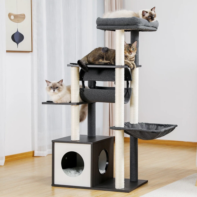 51.4 Modern Cat Tree Wooden Brown