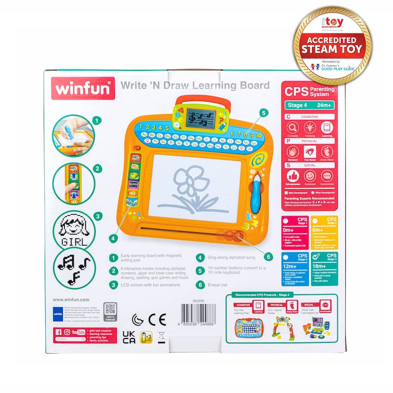 Winfun Orange Plastic Write 'N Draw Learning Board - N/A