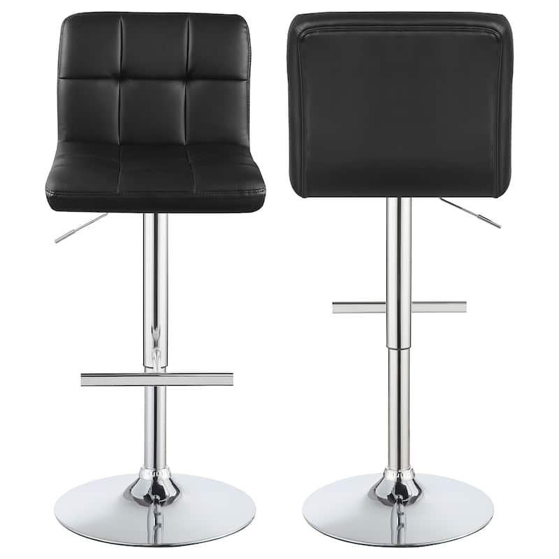 Lenny Upholstered Adjustable Bar Stool Black (Set of 2) - Black