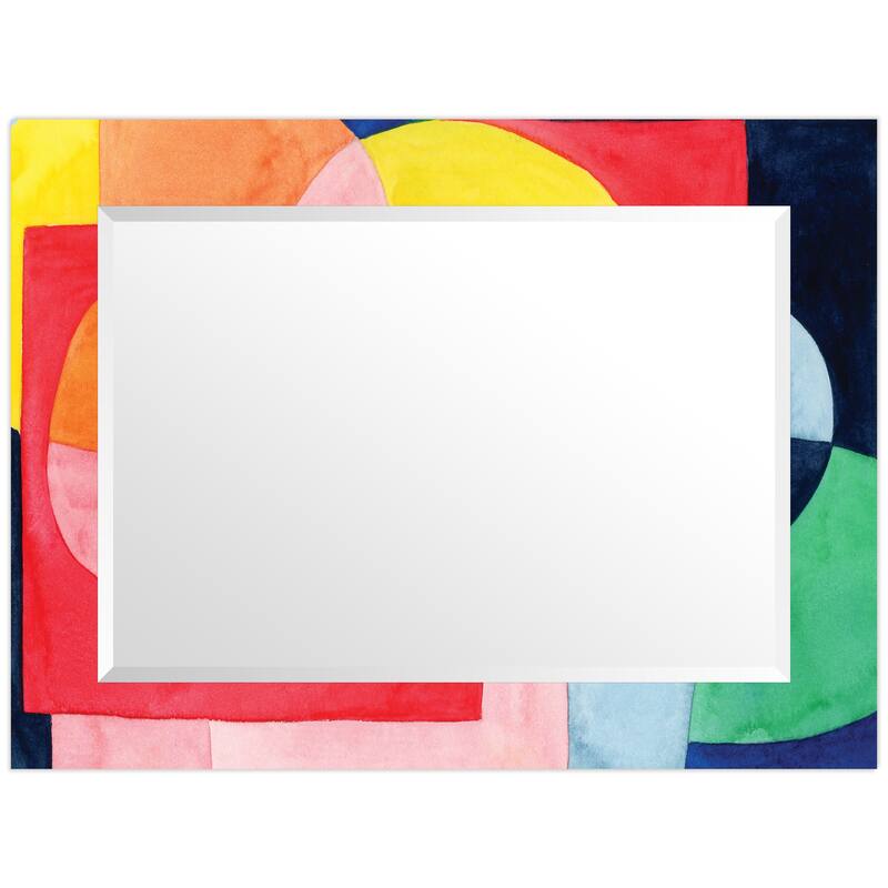 Launder Rectangular Beveled Mirror on Free Floating Printed Tempered Art Glass - Clear - 40" x 30"