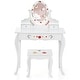 preview thumbnail 10 of 8, Gymax Kid Vanity Table Stool Set Dual-use Rotatable Mirror Whiteboard