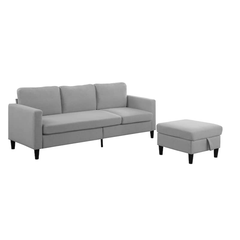 Marcus 77" Mid Century Reversible Sectional with Storage Ottoman
