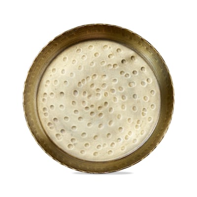 Remi Round Antique Brass Candle Holder Plate 4.5 x 4.5 x 0.5 in Everyday Decorative Iron Pillar Holder