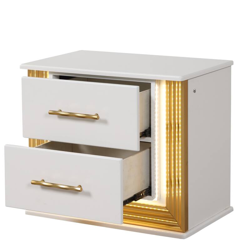 Contemporary Style 2-Drawer Nightstand Made with Wood